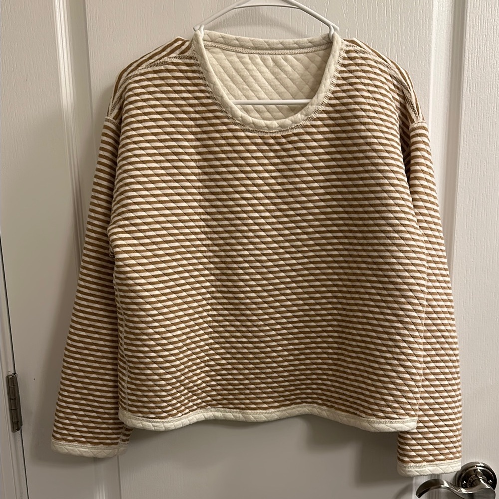 J. Crew Brown and Cream Striped Sweater